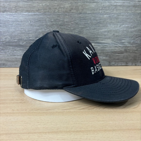 Vintage Kansas Jayhawks Hat Cap Strapback Black Womens Basketball Sweet 16 90s - Picture 6 of 11